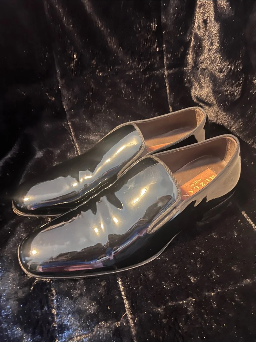 Mezlan Black Patent Leather Slip-On Loafers